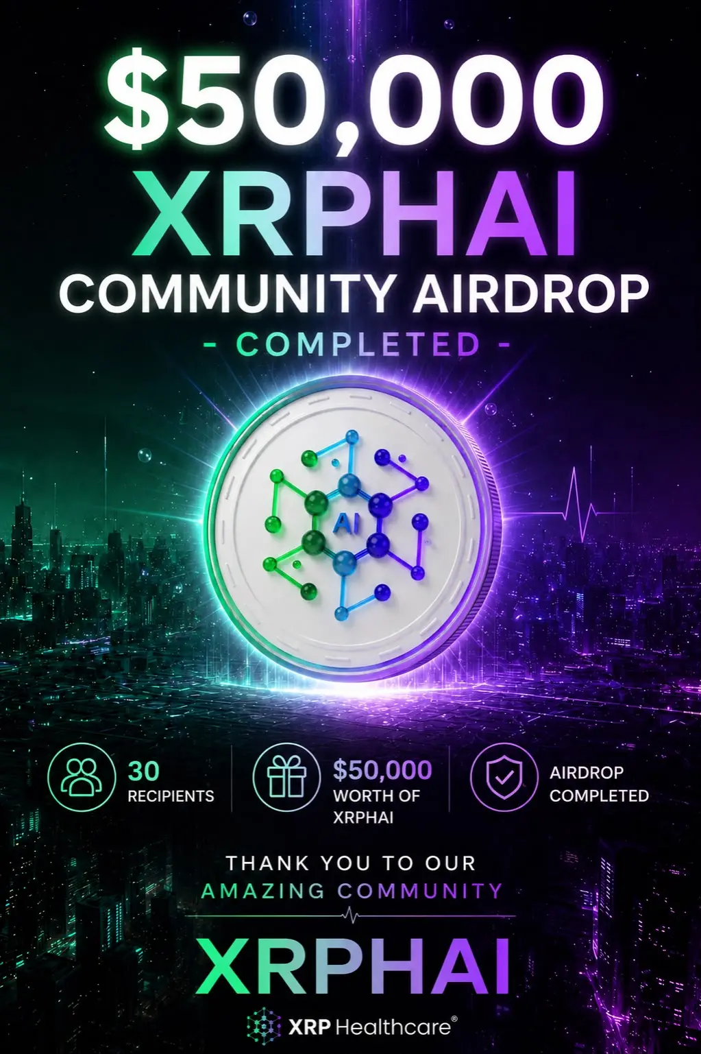 XRP Healthcare schließt den XRPHAI Community-Airdrop im Wert von 50.000 USDT erfolgreich ab