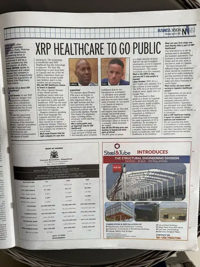 XRP Healthcare destacado en New Vision, el principal medio informativo de Uganda